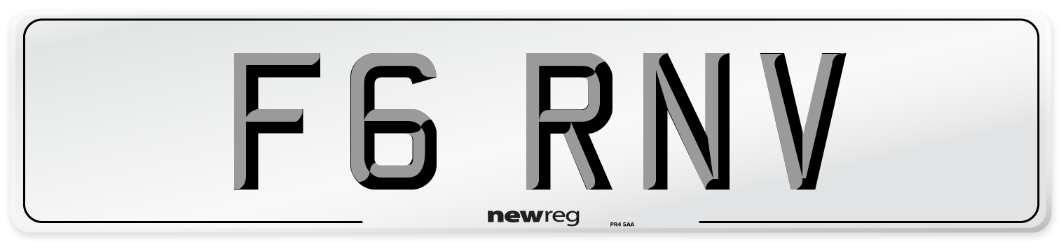 F6 RNV Number Plate from New Reg